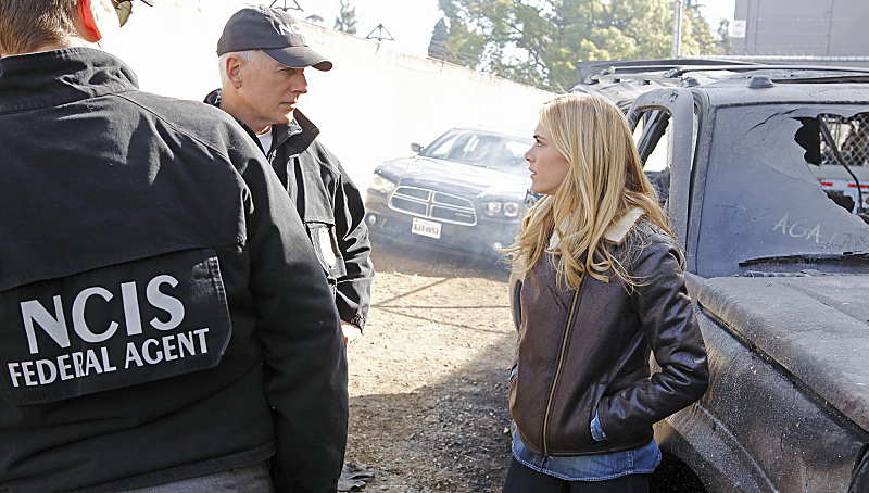 Still of Mark Harmon, Michael Weatherly and Emily Wickersham in NCIS: Naval Criminal Investigative Service (2003)