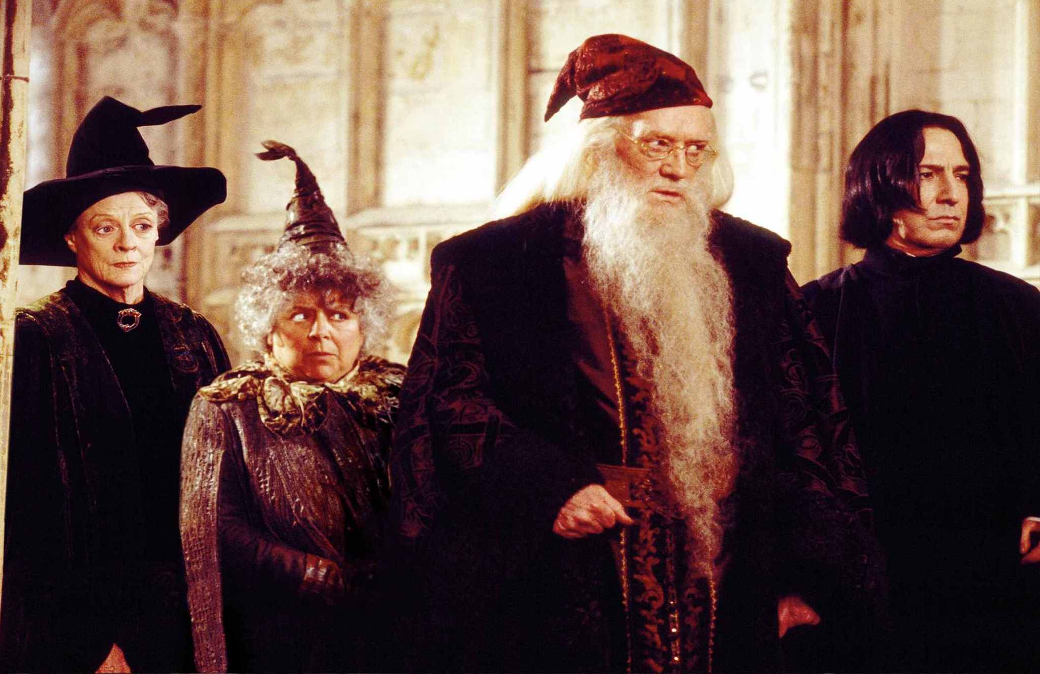 Still of Richard Harris, Maggie Smith and Miriam Margolyes in Haris Poteris ir paslapciu kambarys (2002)