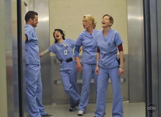 Still of Katherine Heigl, Justin Chambers, Sandra Oh and Ellen Pompeo in Grei anatomija (2005)