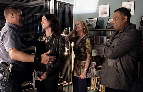 Still of Laurence Fishburne, Marg Helgenberger, George Eads and Jorja Fox in CSI kriminalistai (2000)