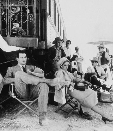 Elizabeth Taylor and Rock Hudson on location in Marfa Texas for 