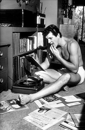 Rock Hudson at home in North Hollywood, CA, 1952.