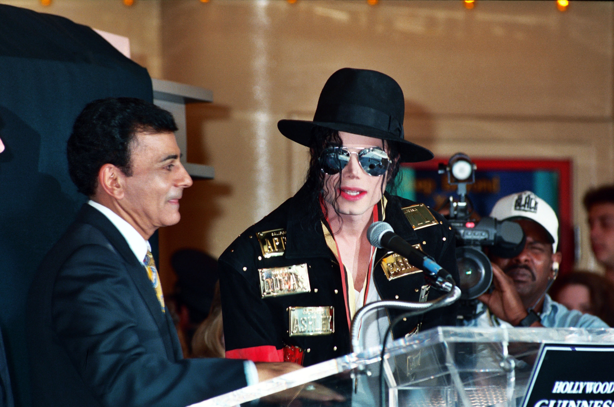 Casey Kasem and Michael Jackson during Michael Jackson is Honored With Hollywood Walk of Fame in Hollywood, CA, United States.