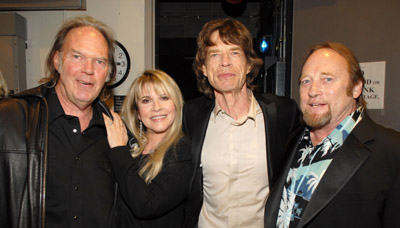 Mick Jagger, Stevie Nicks, Stephen Stills and Neil Young