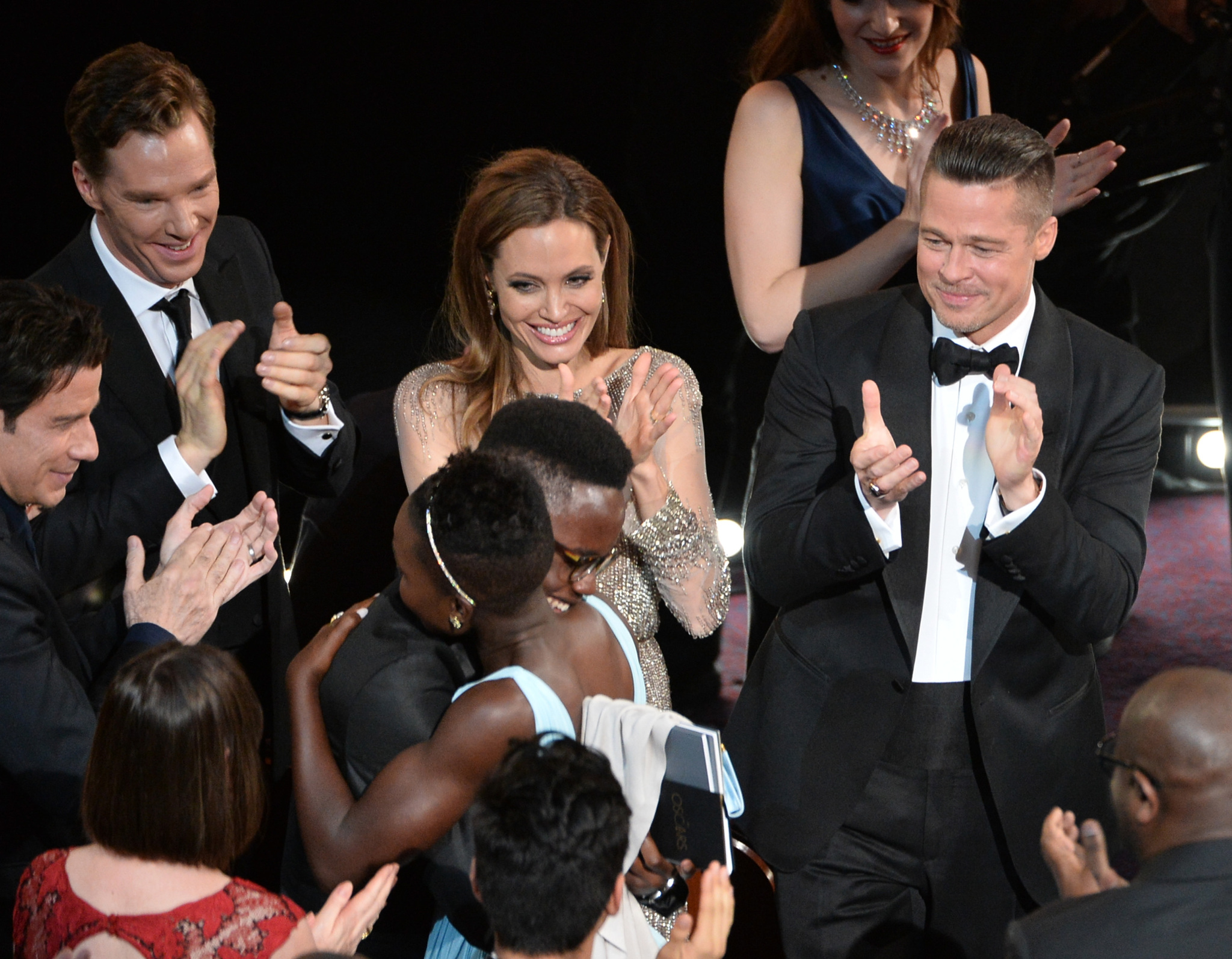 Brad Pitt, Angelina Jolie, Benedict Cumberbatch and Lupita Nyong'o at event of The Oscars (2014)
