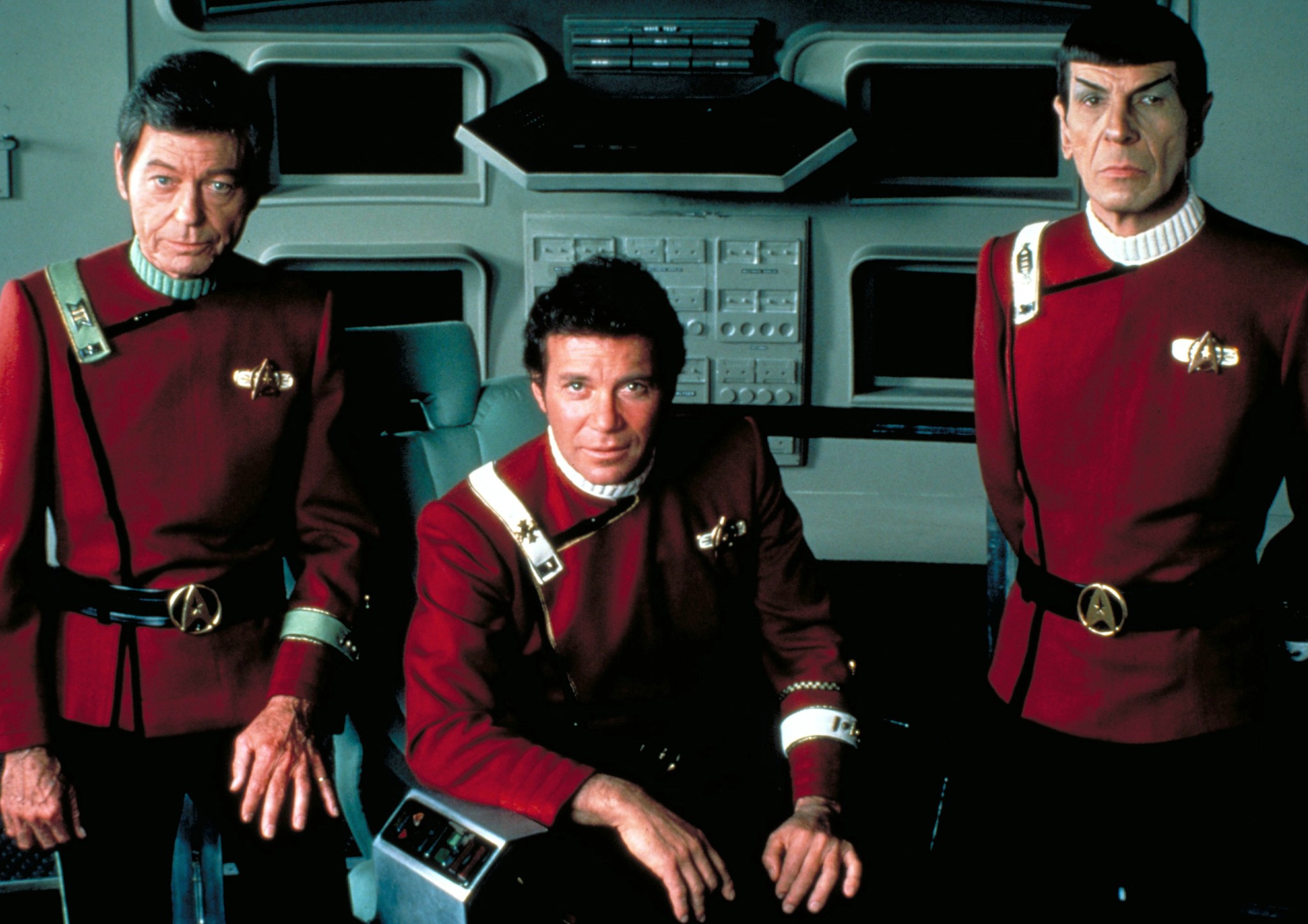 Still of Leonard Nimoy, William Shatner and DeForest Kelley in Star Trek: The Wrath of Khan (1982)