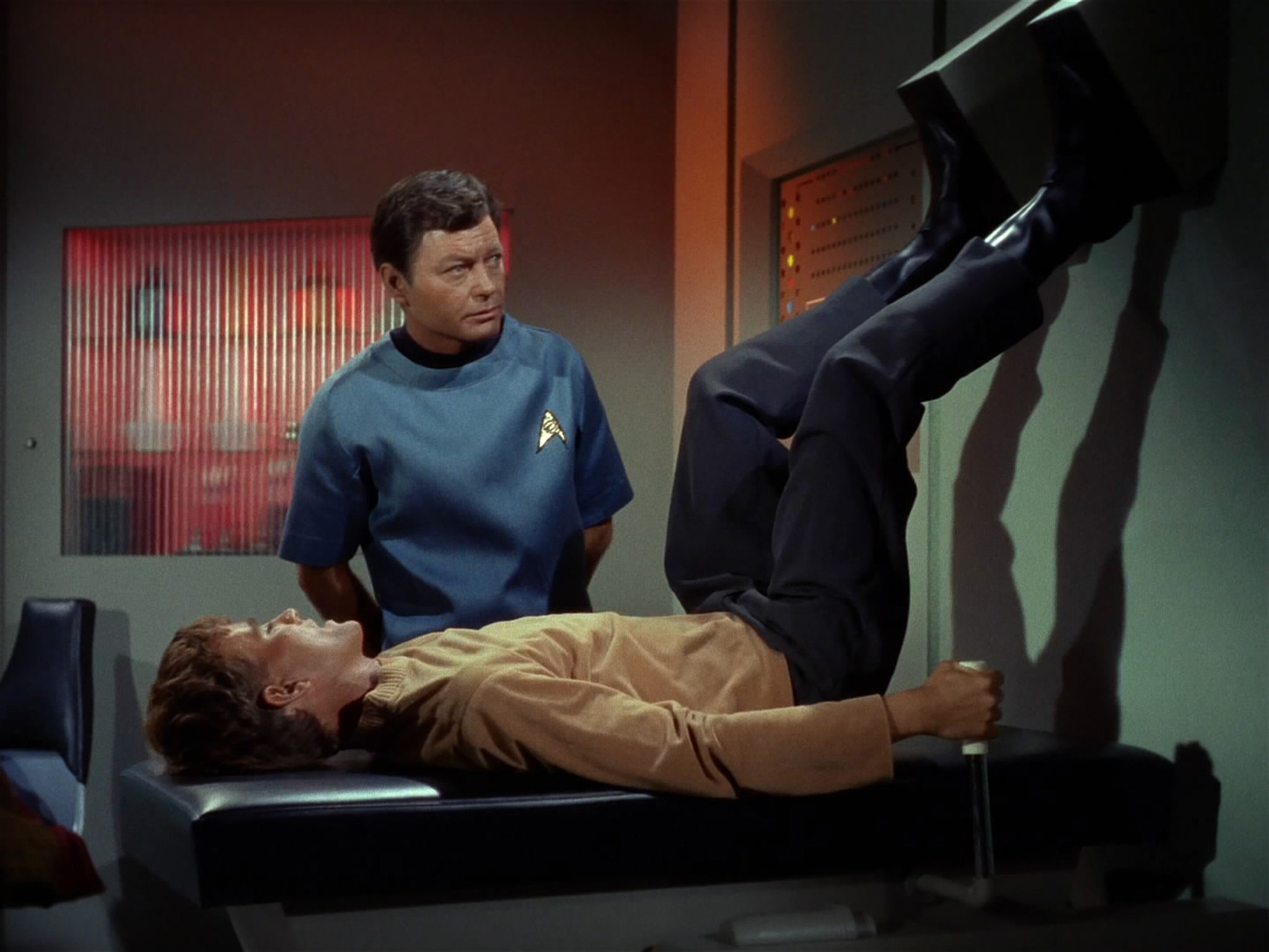 Still of DeForest Kelley and Robert Walker Jr. in Star Trek (1966)