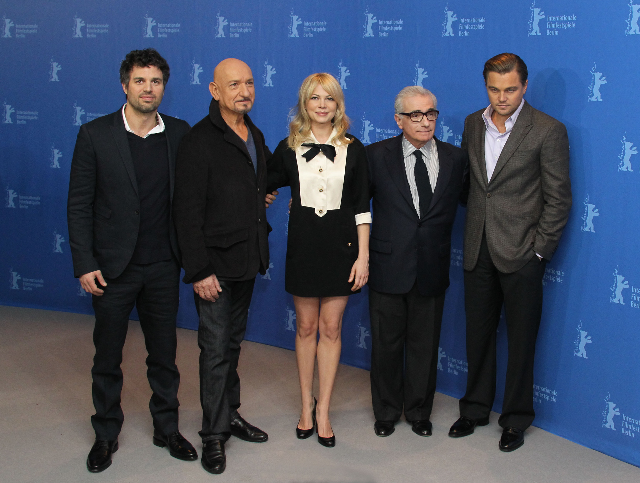 Leonardo DiCaprio, Martin Scorsese, Ben Kingsley, Mark Ruffalo and Michelle Williams at event of Kuzdesiu sala (2010)