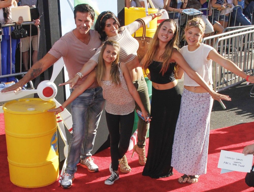 Actor Lorenzo Lamas with actress wife, Shawna Craig and children attend Los Angeles Premiere of Disney's Planes
