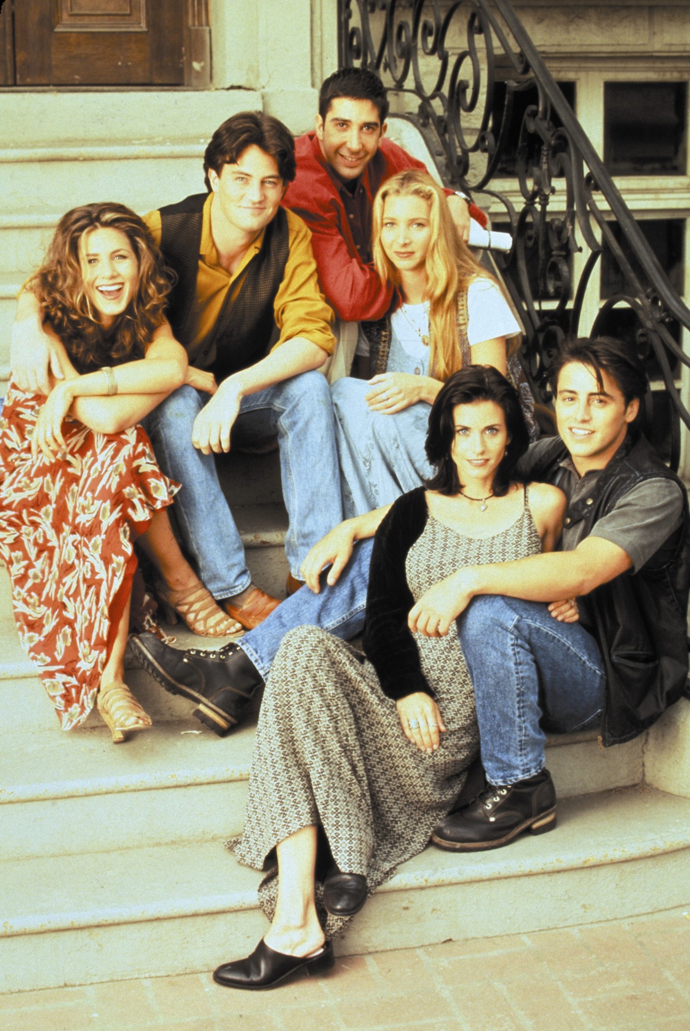 Still of Jennifer Aniston, Courteney Cox, Lisa Kudrow, Matt LeBlanc, Matthew Perry and David Schwimmer in Draugai (1994)
