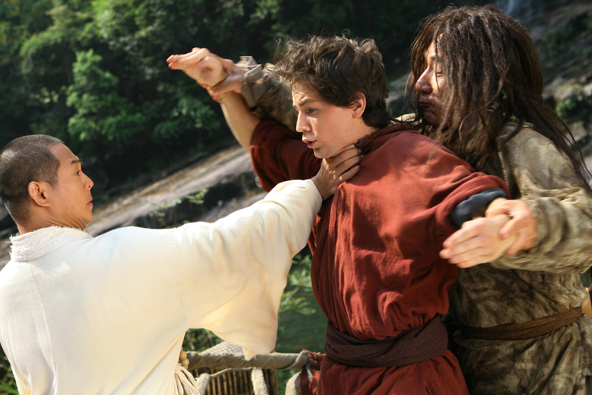 Still of Jackie Chan, Jet Li and Michael Angarano in The Forbidden Kingdom (2008)