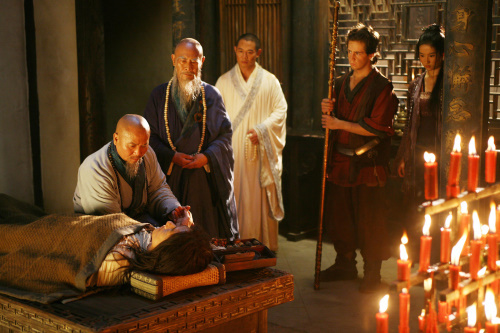 Still of Jackie Chan and Jet Li in The Forbidden Kingdom (2008)