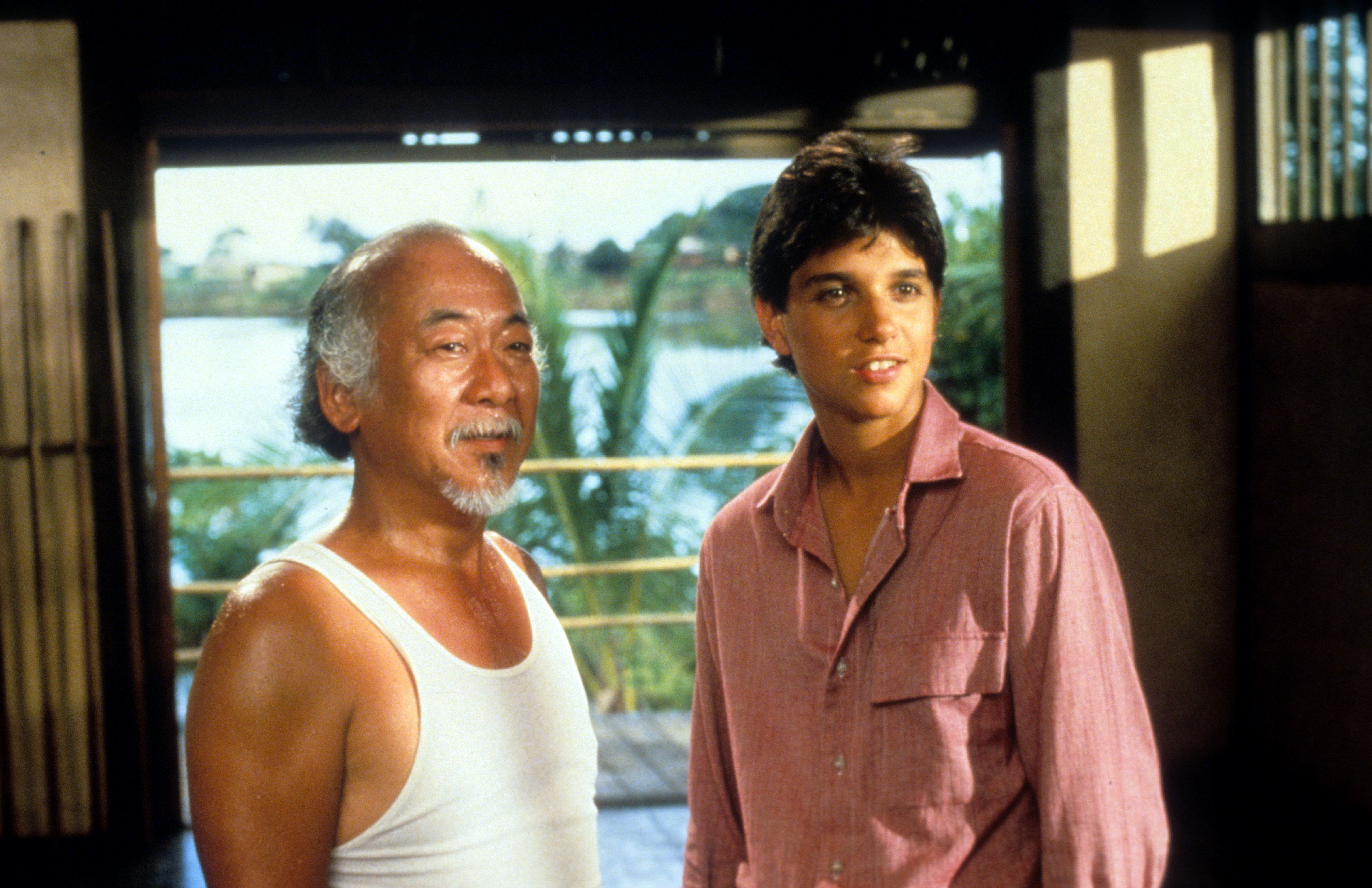 Still of Ralph Macchio and Pat Morita in The Karate Kid (1984)