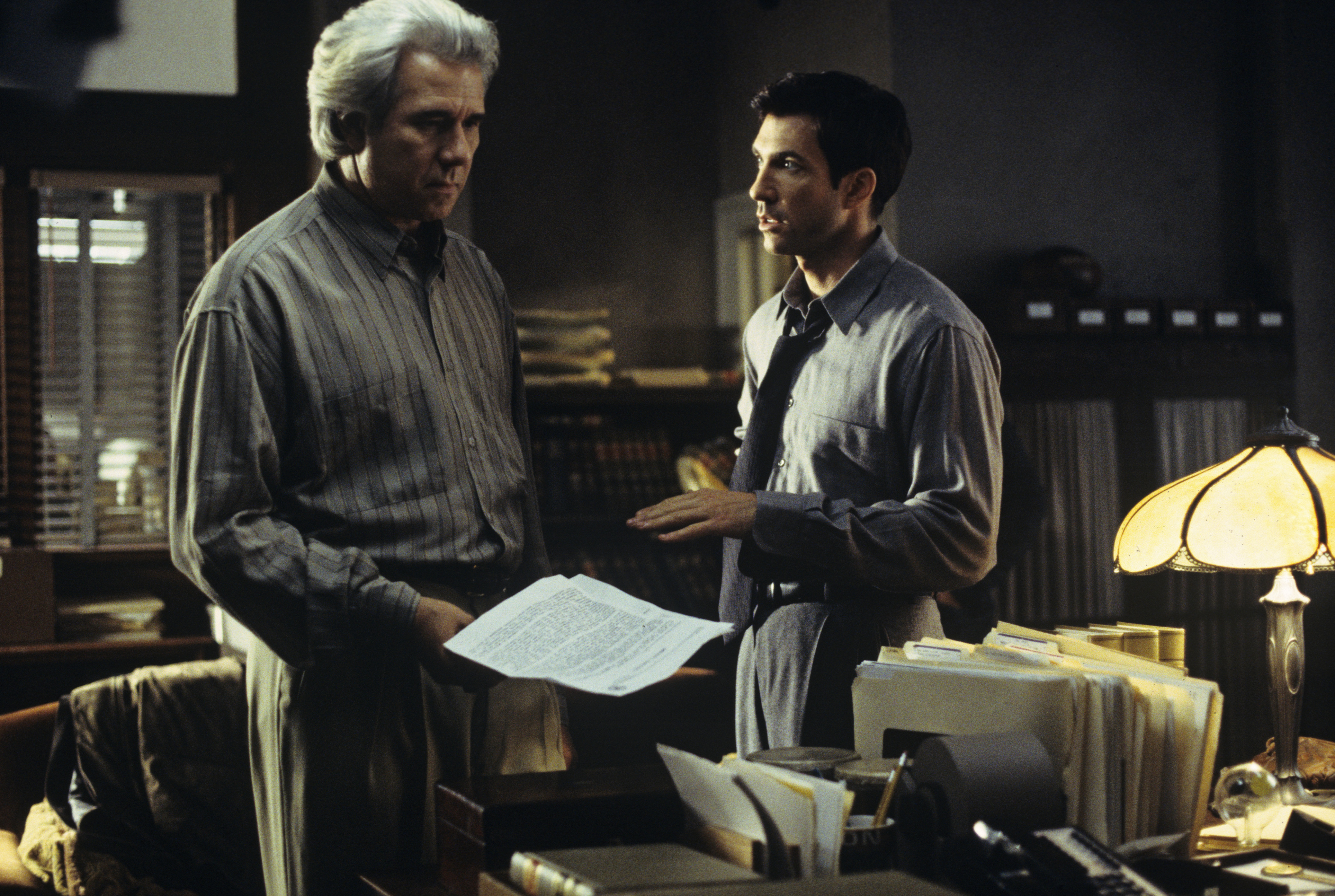 Still of Dylan McDermott and John Larroquette in The Practice (1997)