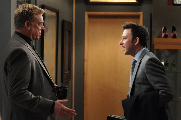 Still of Christopher McDonald and Nate Corddry in Harry's Law (2011)