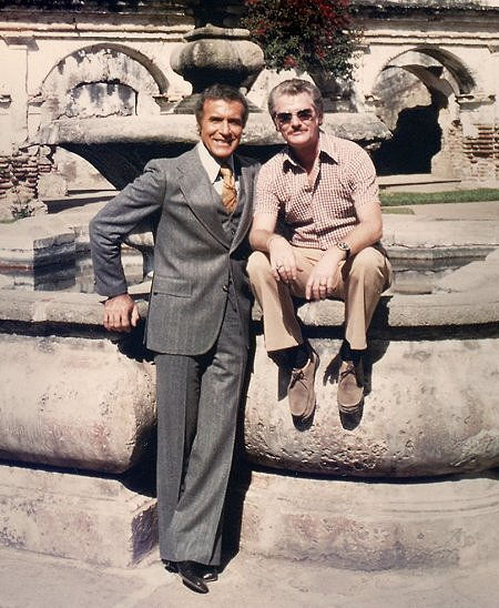 Ricardo Montalban and producer-director Fred R. Krug on location in Antigua, Guatemala in 1975