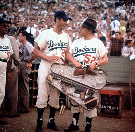 Celebrity Baseball 1959: Ricardo Montalban and Edward G. Robinson