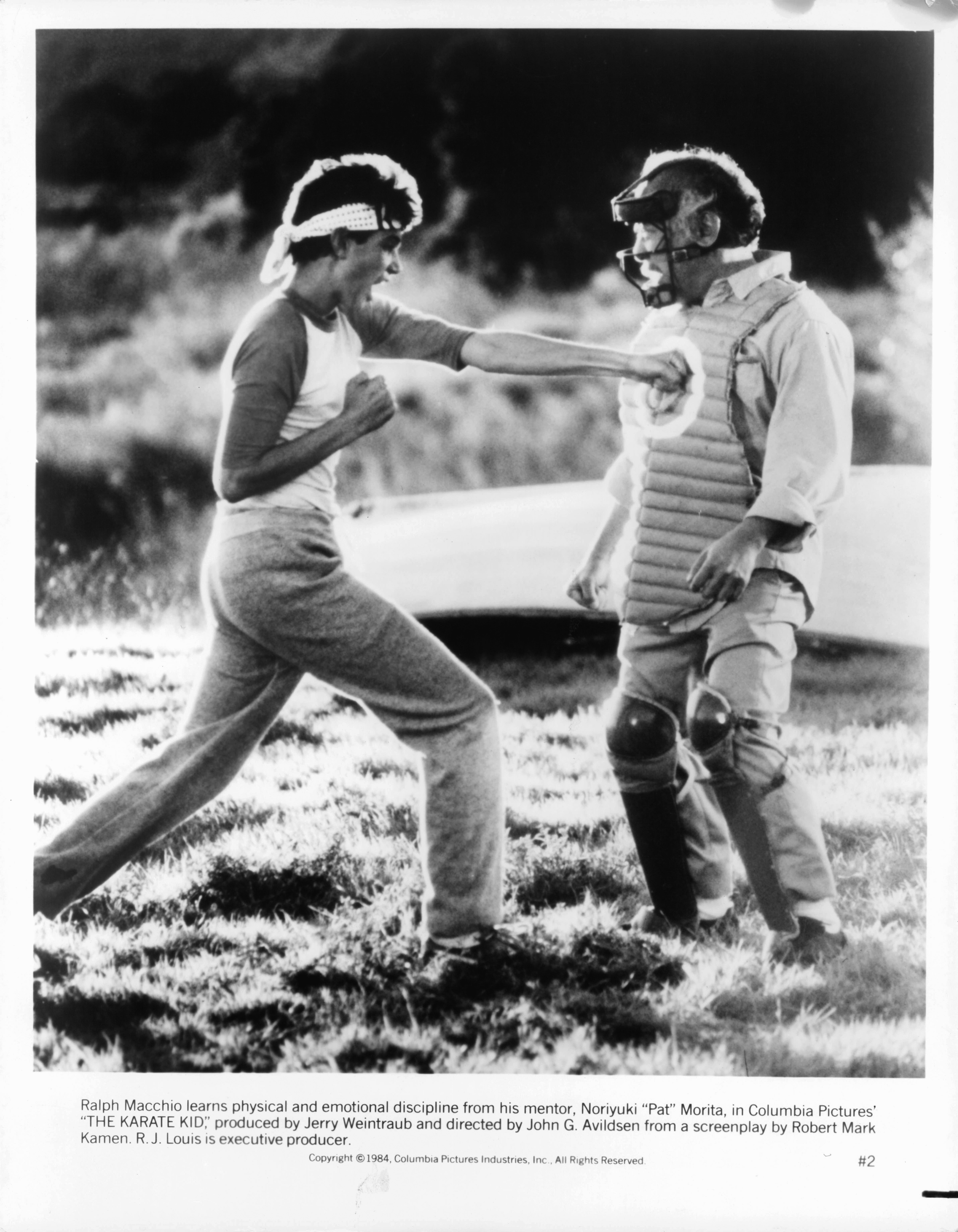Still of Ralph Macchio and Pat Morita in The Karate Kid (1984)