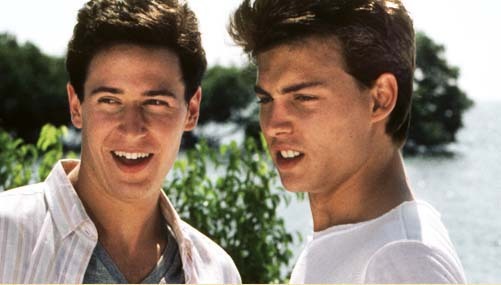 Still of Johnny Depp and Rob Morrow in Private Resort (1985)