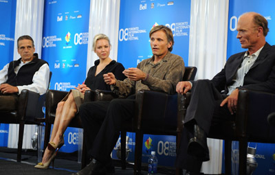 Renée Zellweger, Ed Harris, Jeremy Irons and Viggo Mortensen at event of Appaloosa (2008)