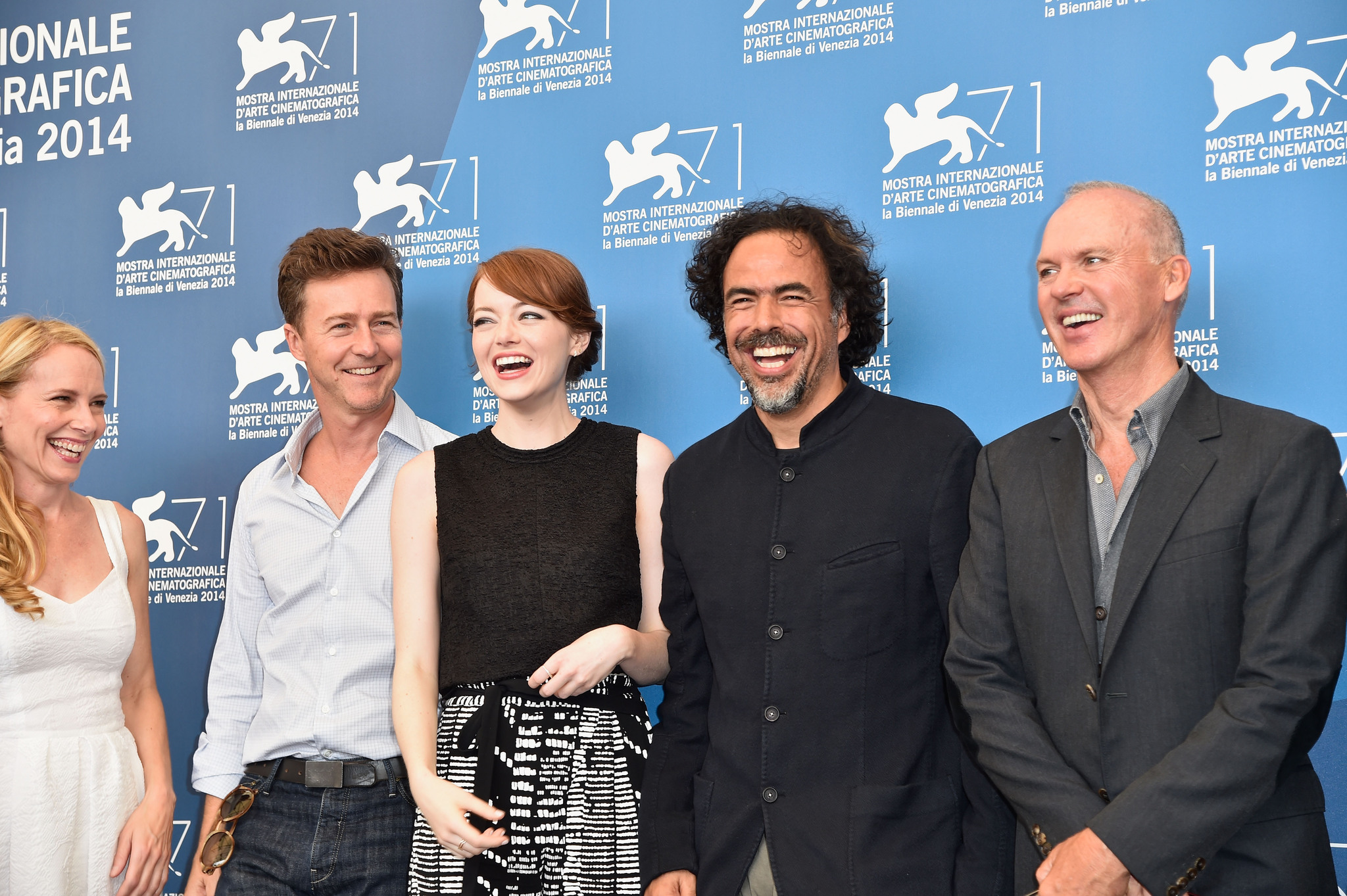 Michael Keaton, Edward Norton, Alejandro González Iñárritu, Amy Ryan and Emma Stone at event of Zmogus-paukstis (2014)