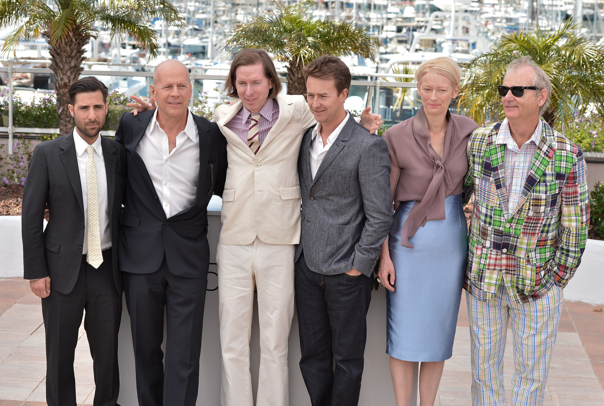 Bruce Willis, Edward Norton, Jason Schwartzman, Wes Anderson and Tilda Swinton at event of Menesienos karalyste (2012)
