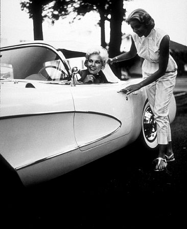 Kim Novak in her new Corvette, 1956.