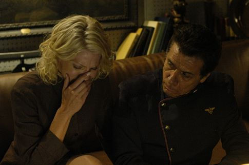 Still of Edward James Olmos and Tricia Helfer in Battlestar Galactica (2004)