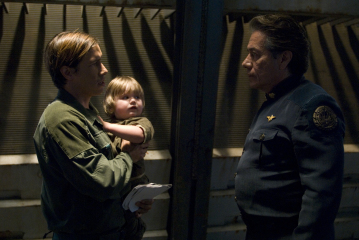 Still of Edward James Olmos and Bodie Olmos in Battlestar Galactica (2004)