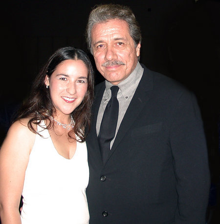 Leticia Alaniz with Edward James Olmos at the Latino Cultural Center Film Workshop September 19, 2003, Dallas, Texas.