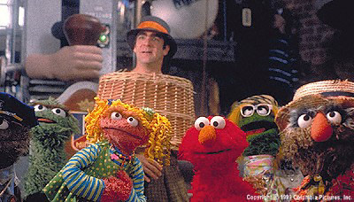 Elmo and assorted grouches with Huxley