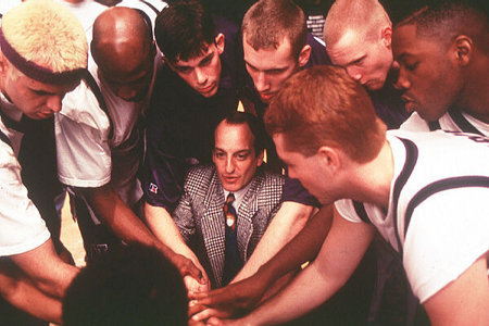 David Paymer with his struggling NCAA team (Vladimir Cuk in blond hair to the left)