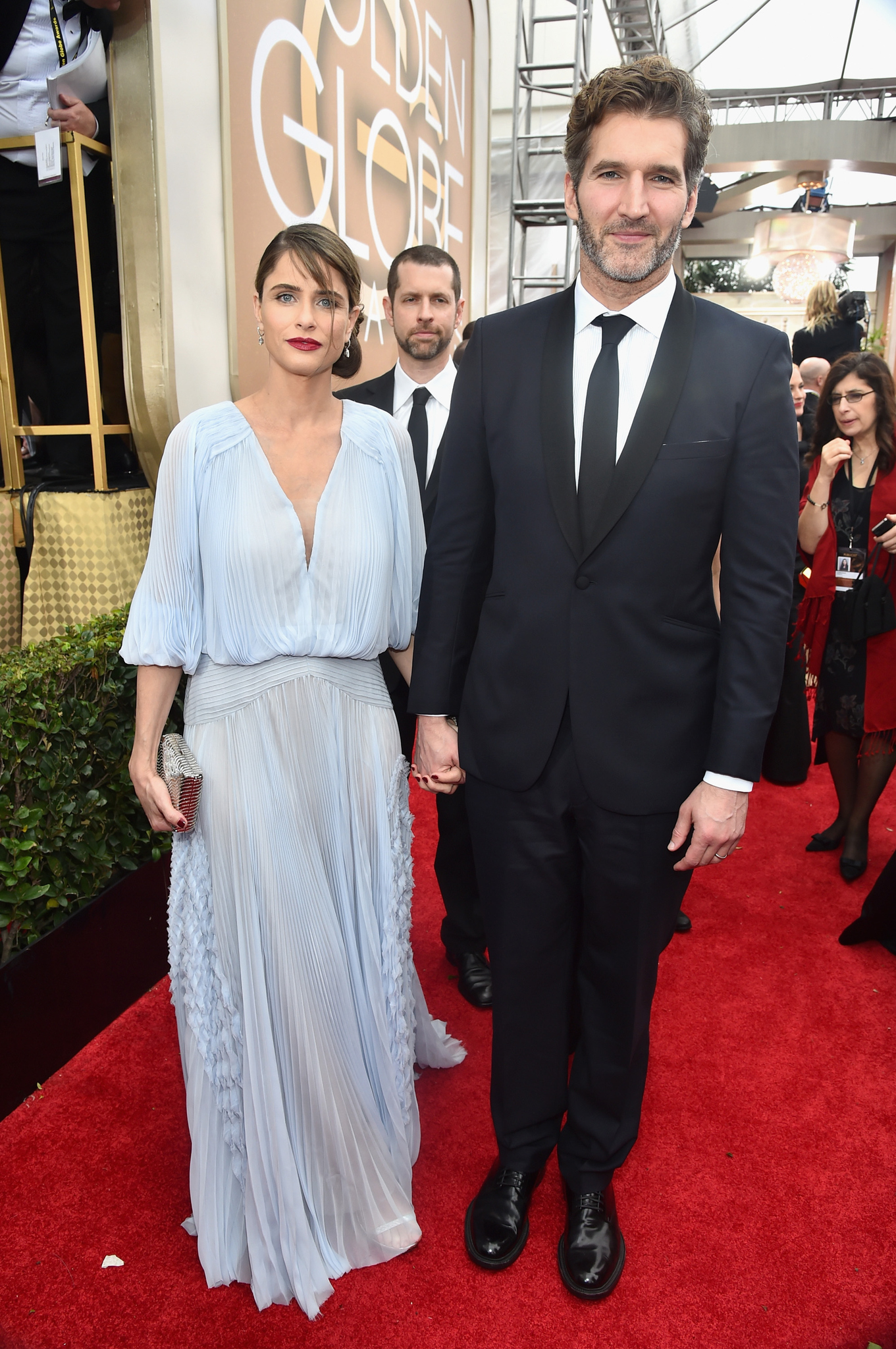 Amanda Peet and David Benioff at event of 72nd Golden Globe Awards (2015)