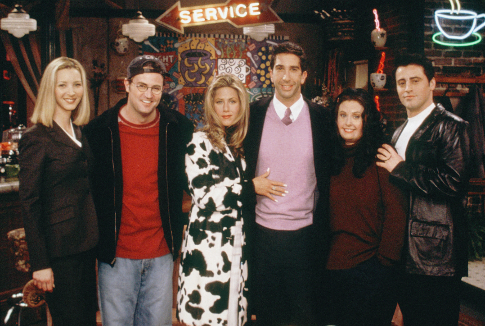 Still of Jennifer Aniston, Courteney Cox, Lisa Kudrow, Matthew Perry and David Schwimmer in Draugai (1994)