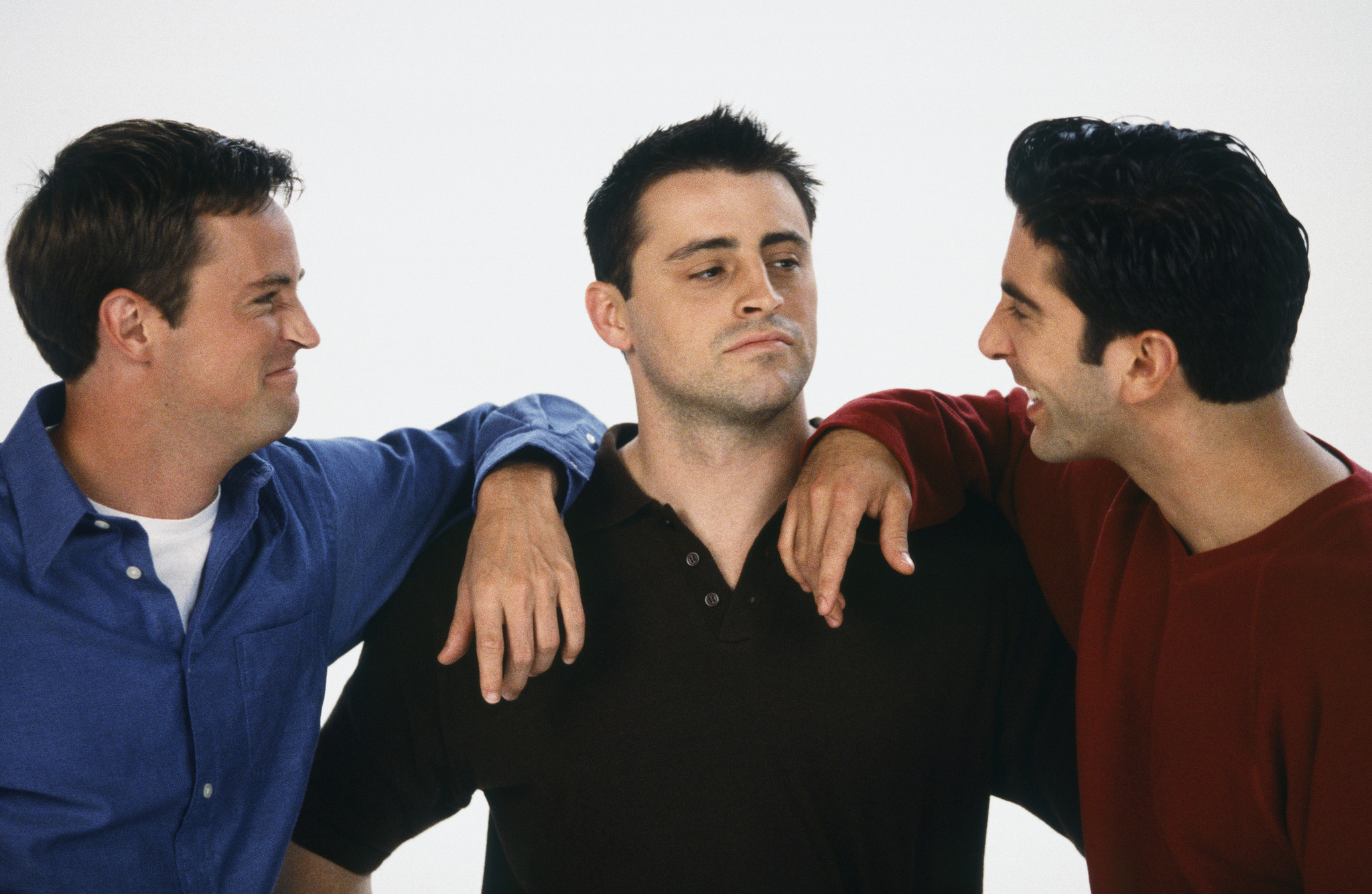 Still of Matt LeBlanc, Matthew Perry and David Schwimmer in Draugai (1994)