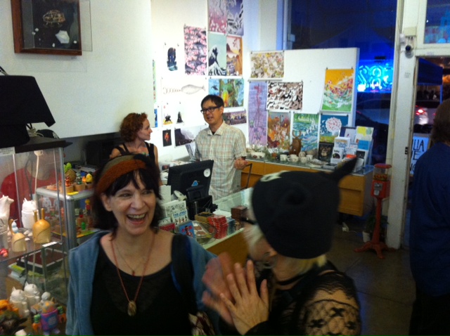 amanda plummer with mari inukai at mari's art show at the giant robot