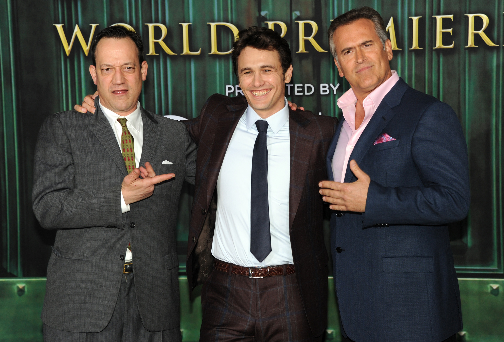 Same Raimi, James Franco and Bruce Campbell attend the world premiere of Walt Disney Pictures' 