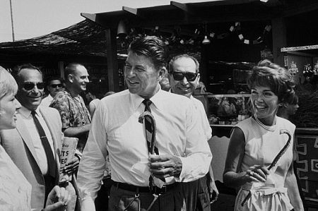 Ronald Reagan with wife Nancy campaigning at a county fair C. 1964-65