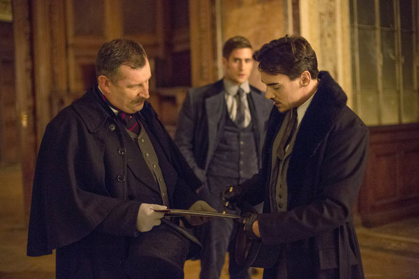 Still of Jonathan Rhys Meyers and Oliver Jackson-Cohen in Dracula (2013)