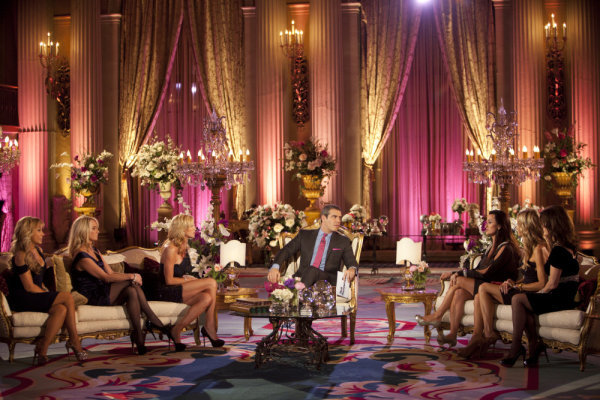 Still of Kim Richards, Andy Cohen, Camille Grammer, Kyle Richards, Lisa Vanderpump, Adrienne Maloof and Taylor Armstrong in The Real Housewives of Beverly Hills (2010)