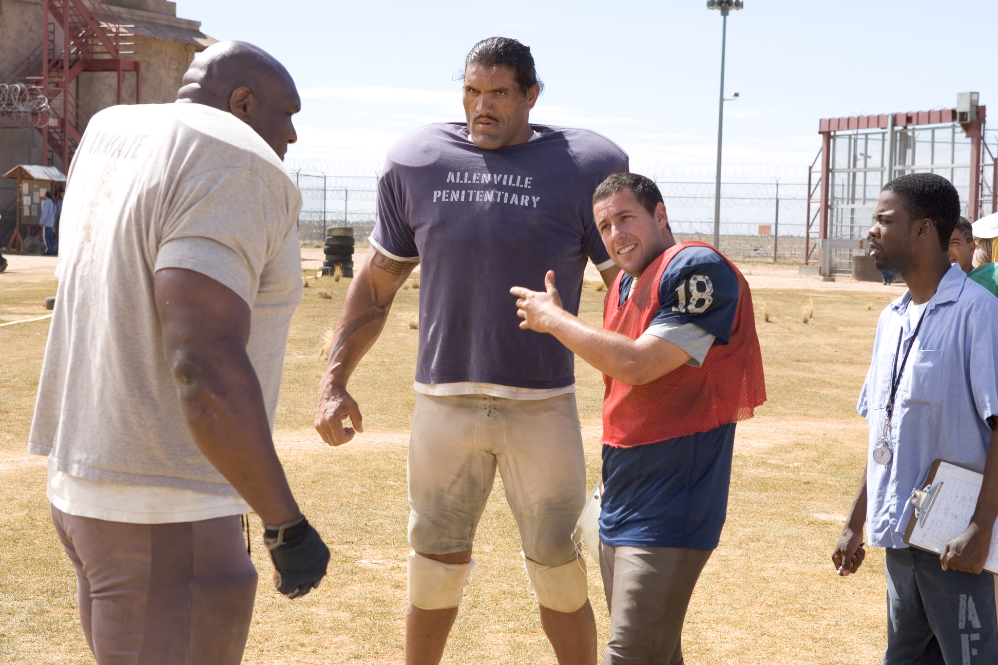 Still of Adam Sandler, Chris Rock, Bob Sapp and Dalip Singh in The Longest Yard (2005)