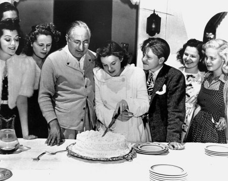 Louis B. Mayer, Judy Garland, Mickey Rooney c. 1939