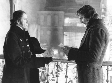 Still of Liam Neeson and Geoffrey Rush in Les Misérables (1998)