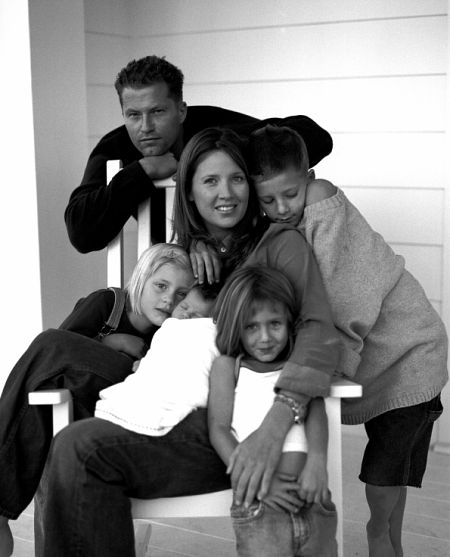 Til Schweiger with his family at home in Malibu, CA