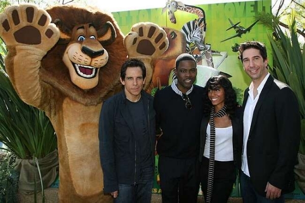 Jada Pinkett Smith, Chris Rock, David Schwimmer and Ben Stiller at event of Madagaskaras 2 (2008)