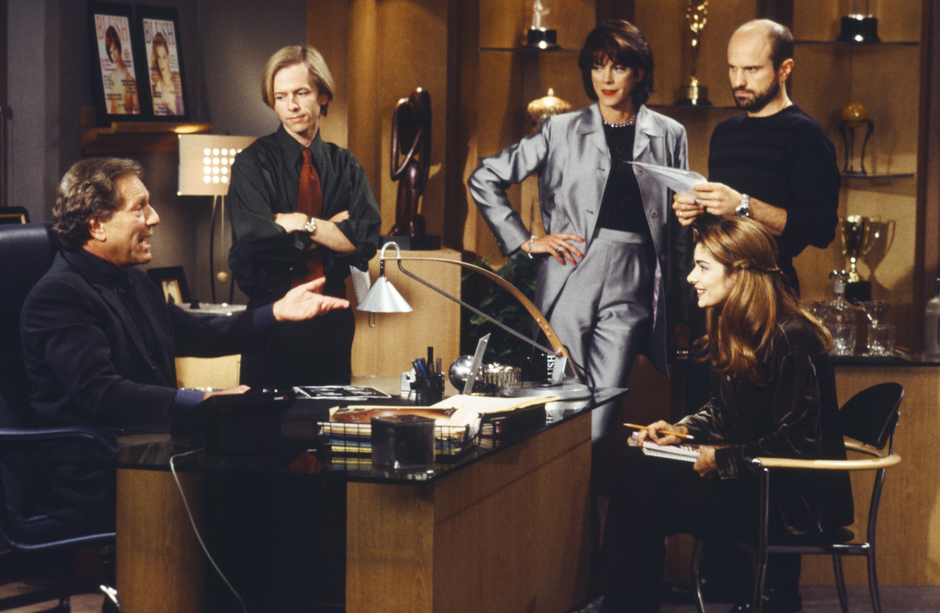 Still of Laura San Giacomo, George Segal, Wendie Malick, David Spade and Enrico Colantoni in Just Shoot Me! (1997)