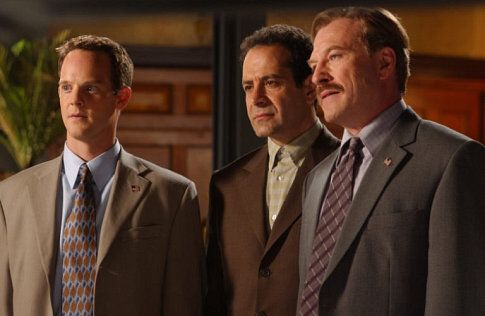 Still of Tony Shalhoub, Jason Gray-Stanford and Ted Levine in Monk (2002)