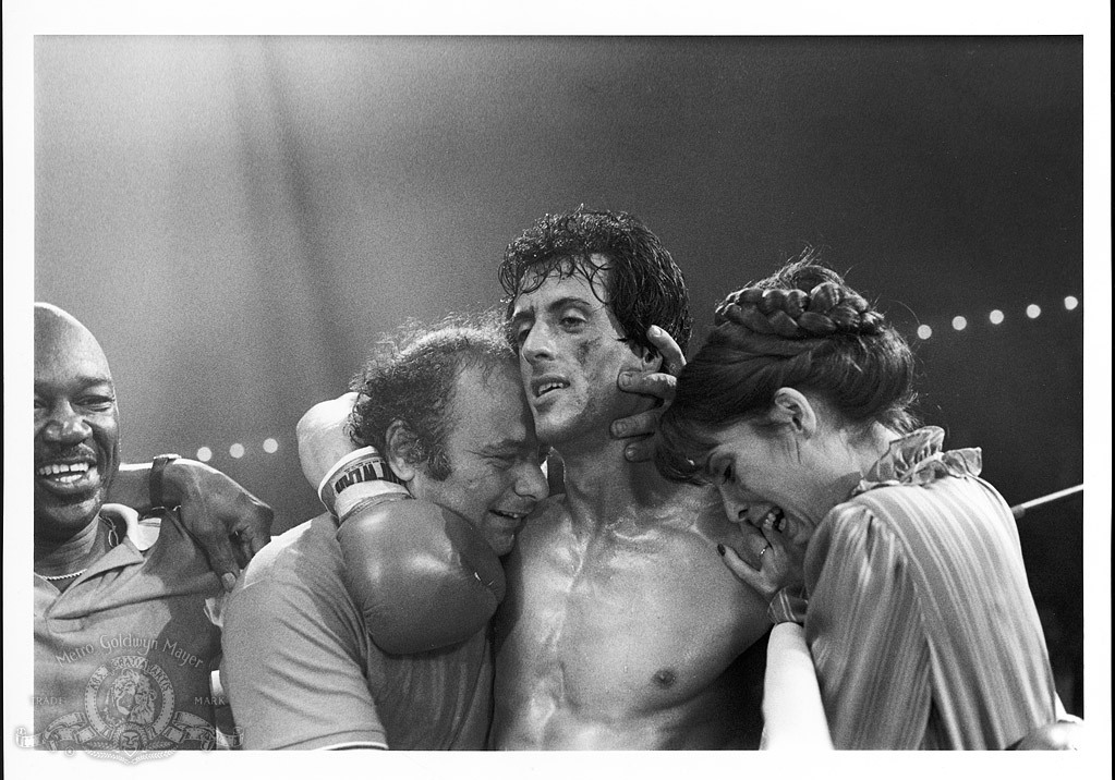 Sylvester Stallone, Talia Shire and Burt Young in Rocky III (1982)