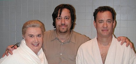 Make-up Artist Brian Penikas in the steamroom with Jiminy Glick (Martin Short) and Tom Hanks