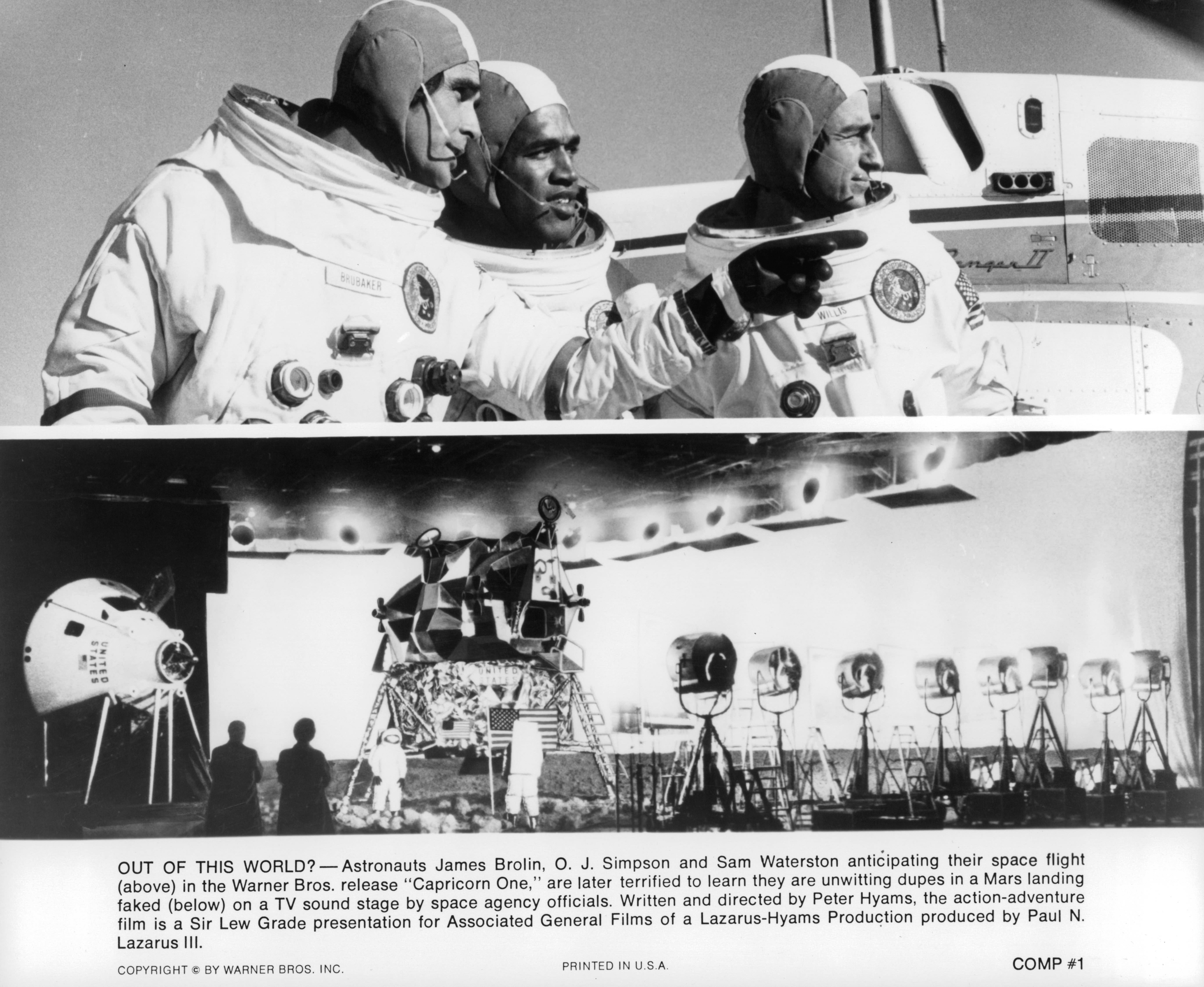 Still of James Brolin, O.J. Simpson and Sam Waterston in Capricorn One (1977)